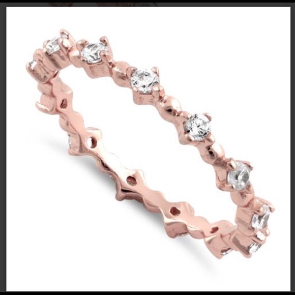 14k Rose Gold Eternity CZ Ring - Picture 5 of 8
